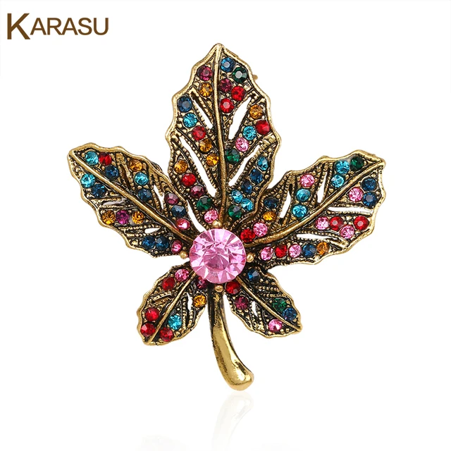 Buy Colorful Rhinestones Beautiful Maple Leaf Brooches