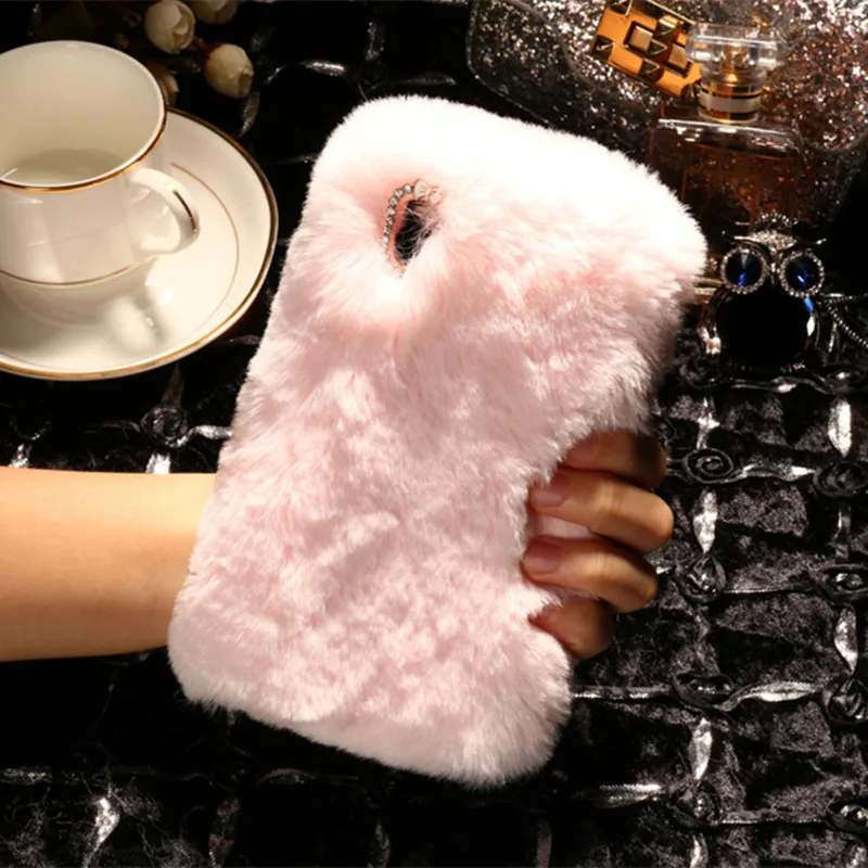 

3D Rabbit Bunny Toy hair Case for Sony Xperia l1 l2 XZ4 X Performance Compact C6 C5 Ultra C4 Dual High Quality Artificial Covers