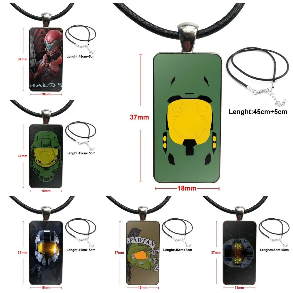 

For Kids Beads Fashion Glass Cabochon Necklace With Women Statement Pendant Rectangle Necklaces Jewelry Master Chief Helmet