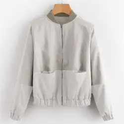 Женская мода классический Курточка бомбер пальто Верхняя одежда на молнии ветровка Экипировка для дам