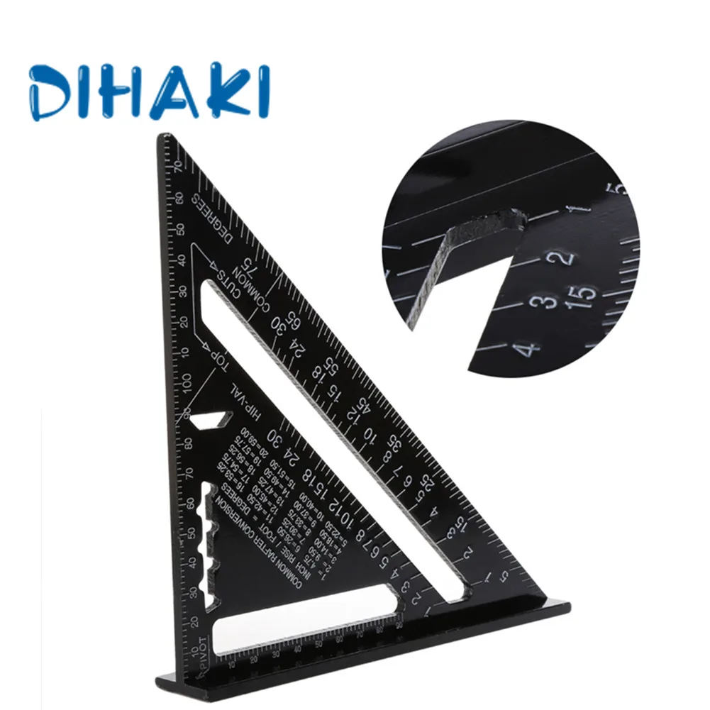 

7 inch Aluminum Alloy Triangle Ruler High-Precision Protractor For Woodworking Square Layout Gauge Measuring Tool Ruler