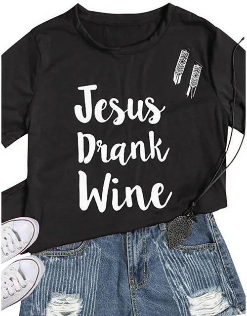 Повседневная футболка унисекс с коротким рукавом надписью Иисус пил вино
