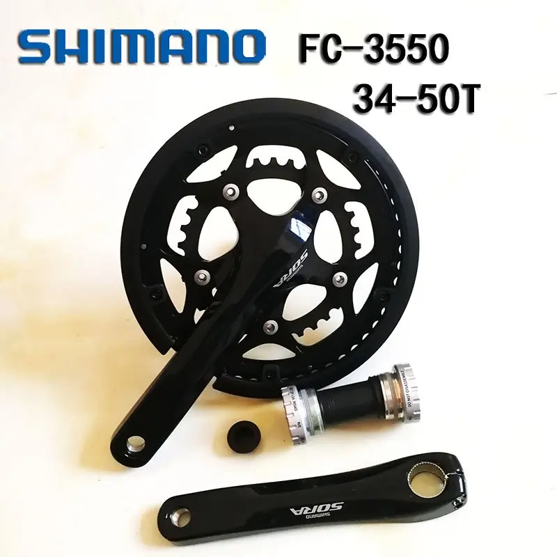 Shimano FC-3550 Сора с удвоенной скоростью x9s велосипед шатун со звездочками для велосипеда с bb(170 мм 34/50 T/черный - Цвет: with bb