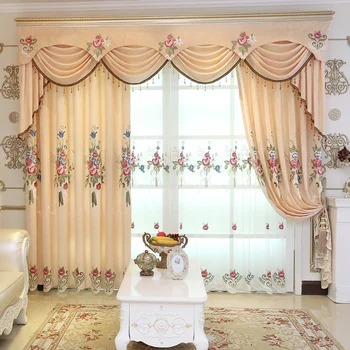 

Modern Chenille Embroidered Curtain Fabric Living Room Bedroom Shade Embroidery Curtain Fabric Handmade Semi-Finished Products