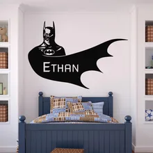 Персонализированная Наклейка на стену Бэтмен супергерой имя виниловая наклейка s обои мальчик Съемная декорация для спальной наклейки для детской комнаты G426