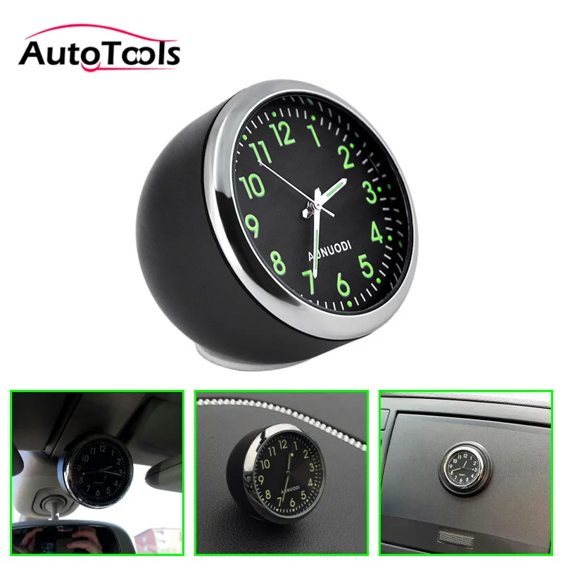 

New Car Mechanics Quartz Clock for car Mini Noctilucent digital car clock Pointer clock in car styling via free shipping