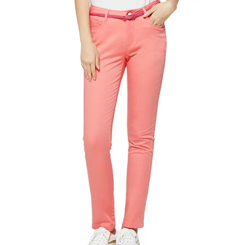 Брюки для гольфа дышащие спортивные хлопковые брюки для женщин для активного отдыха и ежедневного отдыха без пояса Прямая поставка - Цвет: Red