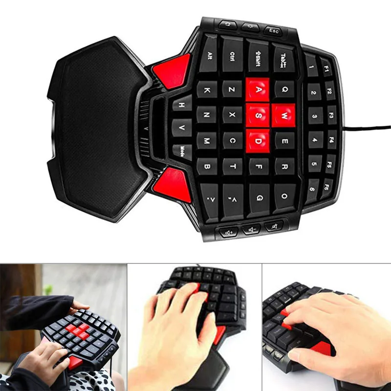 

USB Wired Gaming Keyboard Double Space Key One Hand Operate for Laptop PC JLRL88