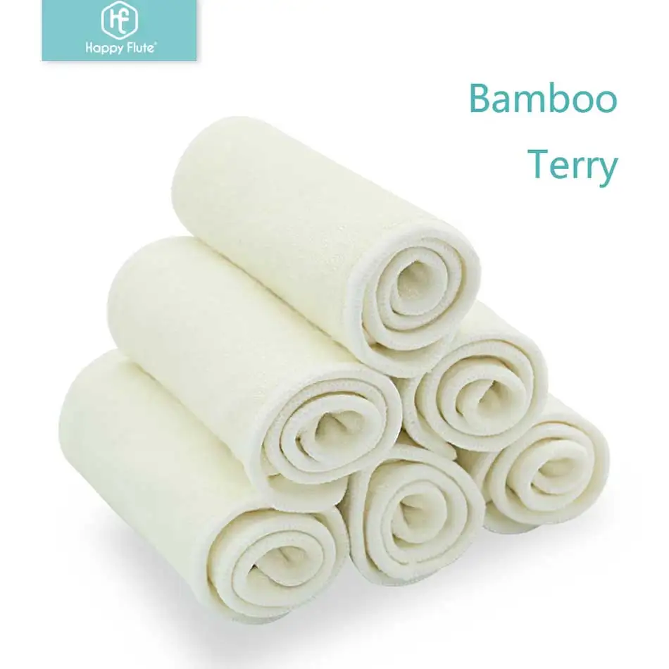 Happy Flute 5/10 pcs 4 layers bamboo Liner Insert For Baby Cloth Diaper Nappy Natural Bamboo Washable