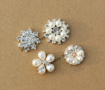 

50pcs/lot wholes ale rhinestone pearl applique with flowers flatback glue-on garment shoes bag wedding invitation embellishments