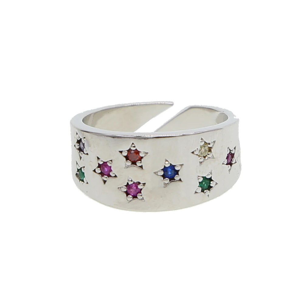 Модные женские обручальные кольца с разноцветными cz звездами, новинка, открытые современные винтажные кольца