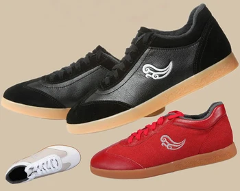 

unisex winter warm cowhide wushu tai chi sneakers martial arts kung fu shoes taiji shoes red/black/white