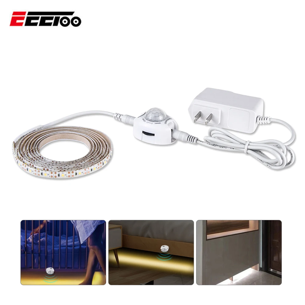 EeeToo LED السيارات الاستشعار تحت مجلس الوزراء أضواء اللاسلكية البير خزانة ليلة ضوء ل المطبخ الإضاءة نوم السلالم جدار مصابيح