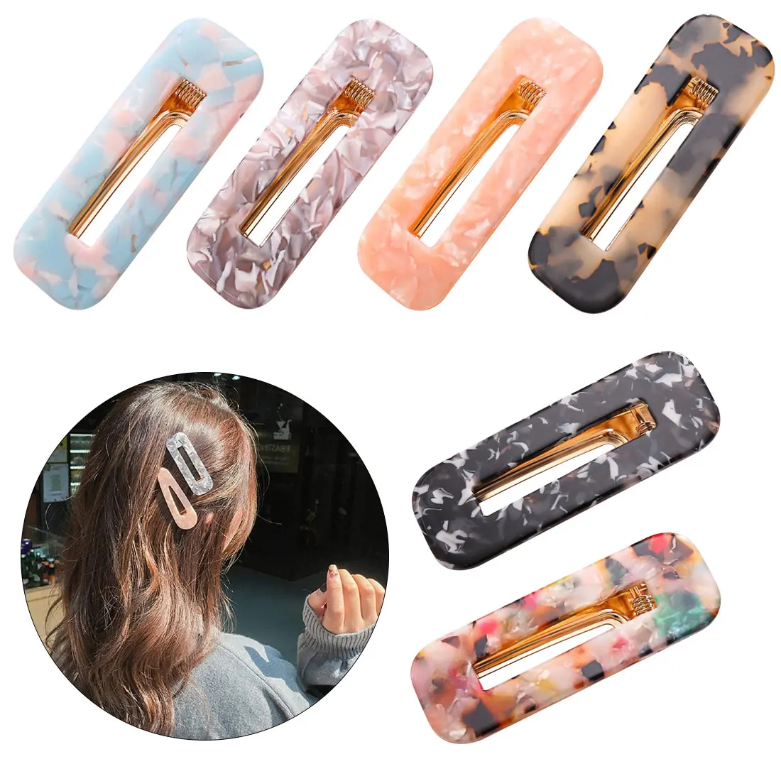 

Solid Acrylic Hair Clip Bobby Leopard Hairpin Women Barrette Hairband Accessories Comb Pin Hair Clip Vintage