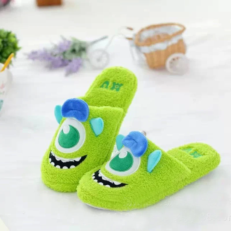 Милые тапочки Женская обувь в стиле Moster Union Sullivan Mike Wazowski синяя для любителей обуви