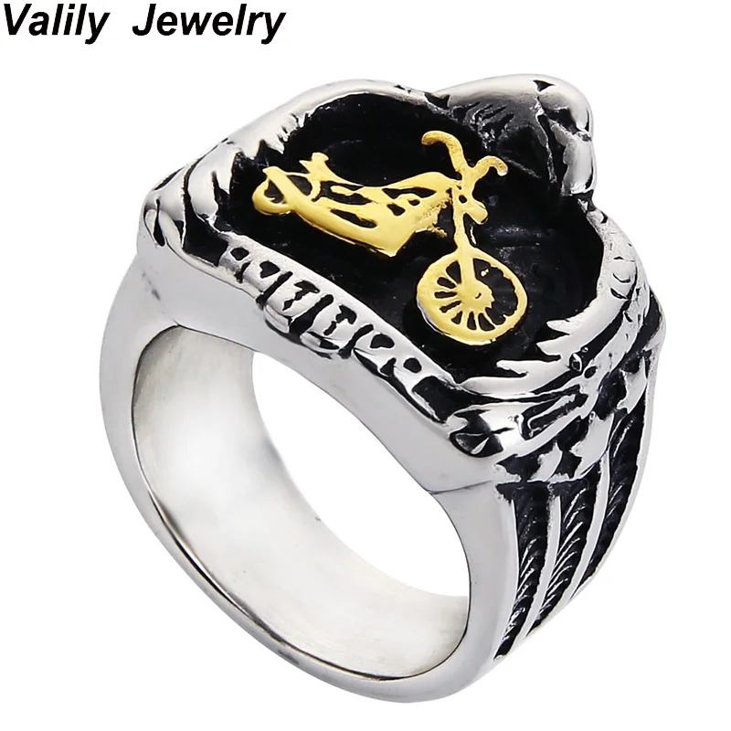 Buy EdgLifU Men Ring Gold Eagle Embracing Motorcycle