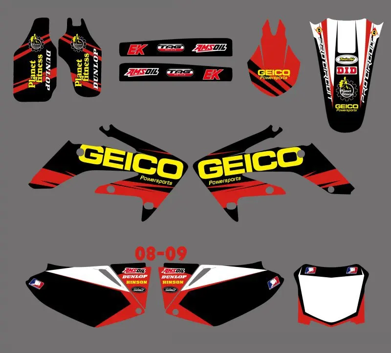 GRAPHICS BACKGROUNDS DECALS STICKERS Kits for Honda CRF250 CRF250R 2008 2009 CRF 250 250R