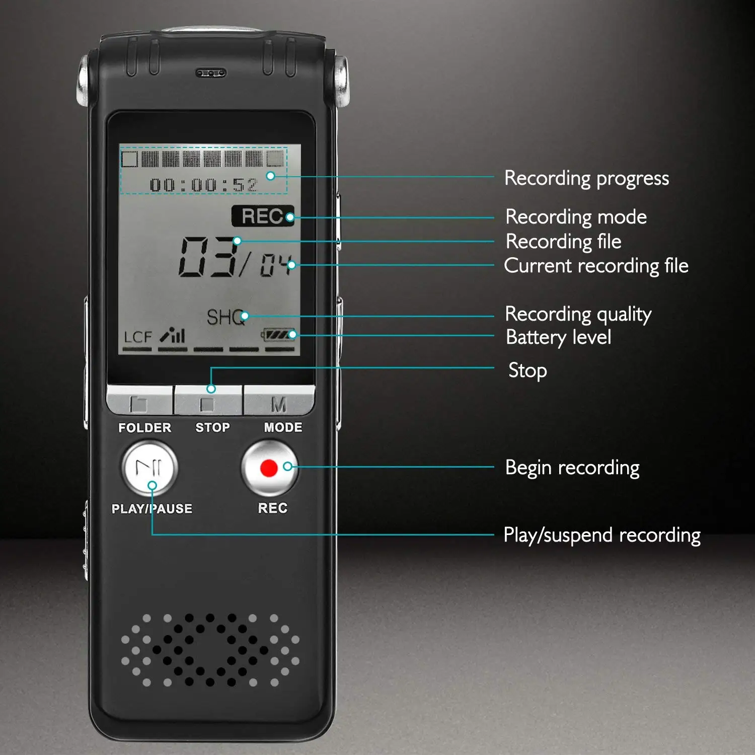 Digital Voice Recorder 16GB Audio Sound Dictaphone