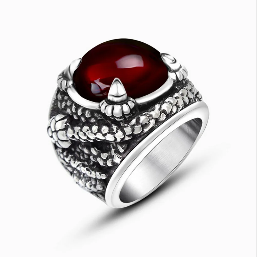 

Exaggerated Red/Black Titanium Steel Men Binding Dragon Ring Big Statement Rings Ethnic Vintage Jewelry RM00090