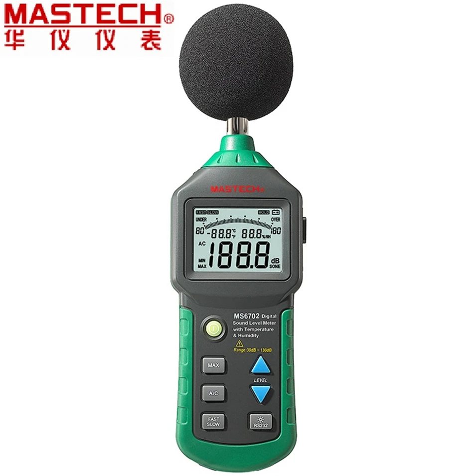 

MASTECH MS6702 Digital Sound Level Meter Noise Meter dB Decible Meter Tester Temperature Humidity Meter Thermometer
