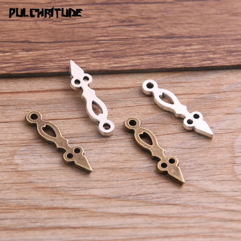 

PULCHRITUDE 30PCS 6*26mm Two Color Vintage Metal Zinc Alloy Steampunk Pointer Charms Fit Jewelry Pendant Charms Makings P6648