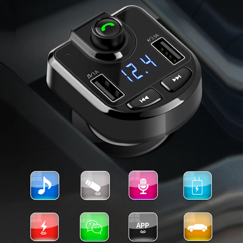 New Hot Wireless Bluetooth FM Car Charger with Hand-Free Calling and Dual USB Ports NV99 | Электроника