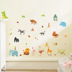JUNGLE Adventure Животные Наклейки на стену для детей номеров Safari детских комнат для Домашний декор плакат обезьяна на стены обои