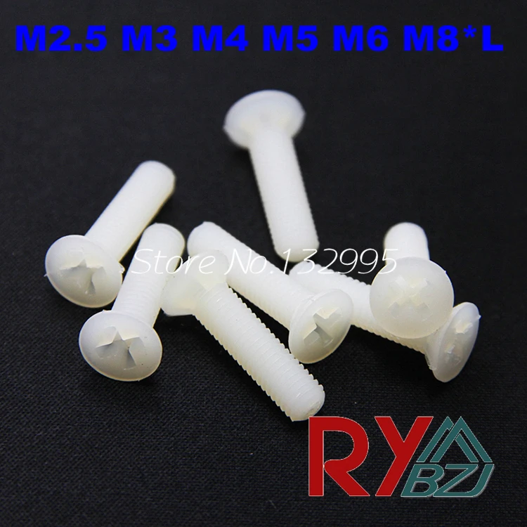 

Nylon Flat Head Machine Screws Nylon PA66 DIN965 white color M3 M4 M5 M6 M8