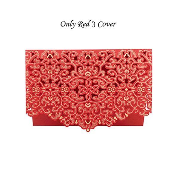 1 шт. элегантная Роскошная Цветочная облачная лазерная резка, для свадьбы, пригласительные открытки, бумага, подгоняемый детский душ, свадебные украшения, вечерние принадлежности - Цвет: Only Red 3 Cover