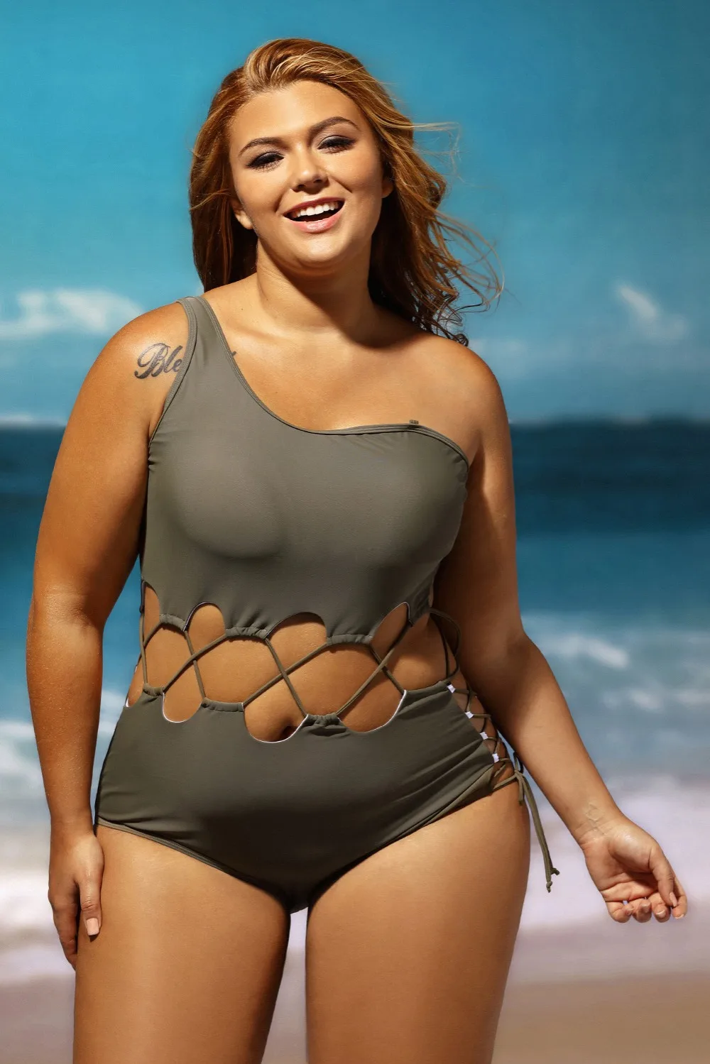 Army-Green-Lace-Up-Cutout-Asymmetric-Shoulder-Monokini-LC410051-9-12