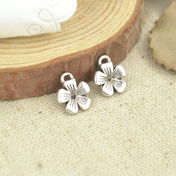 

75 Pcs 11*9 mm Antique Silver Tone flower Charms DIY Jewelry Making 2509