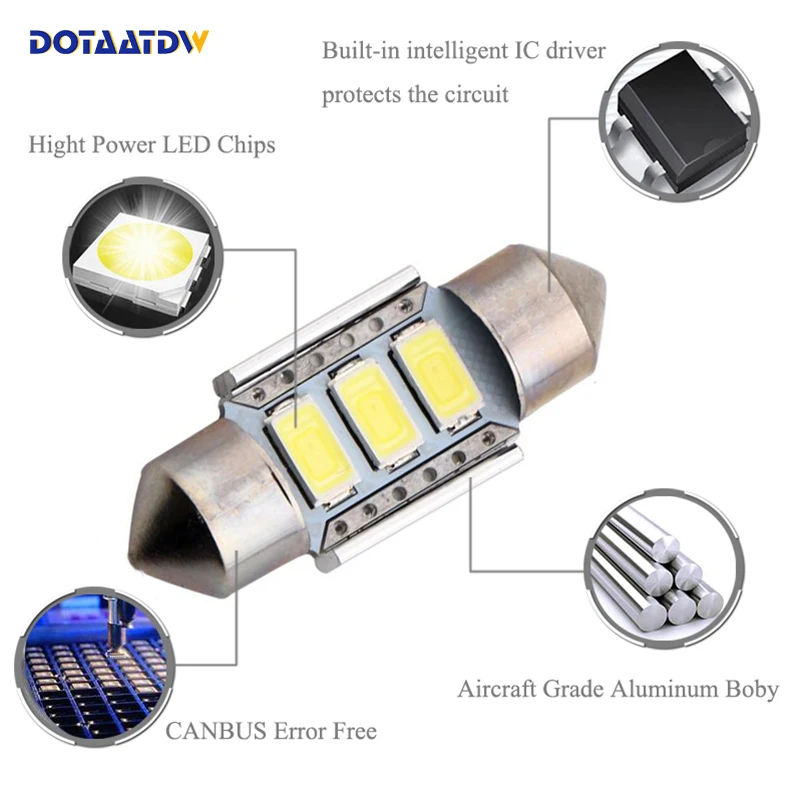 DOTAATDW 2x C5W LED Canbus безотказный 31 мм 36 39 гирлянда 5630SMD светодиодсветодиодный лампа для