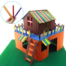 50pcs Colored Craft Wooden Popsicle Stick Ice Pop Cream Sticks Toys for Kids Children Toddlers DIY Creative Designs