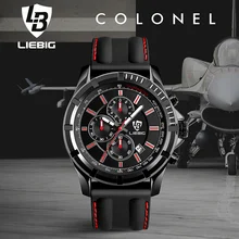 LIEBIG Big Dial Quartz Watch Men Sports Watches 50M Waterproof Fashion Calendar Military Wristwatches Relogio Masculino