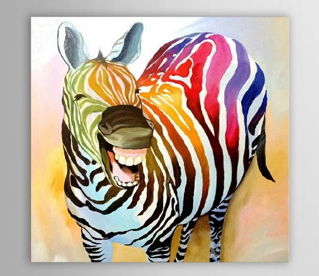 

Oil Painting Hand Painted Modern Abstract Decoration Laughing Zebra Oil Painting Animal Art Canvas Set Wall Painting