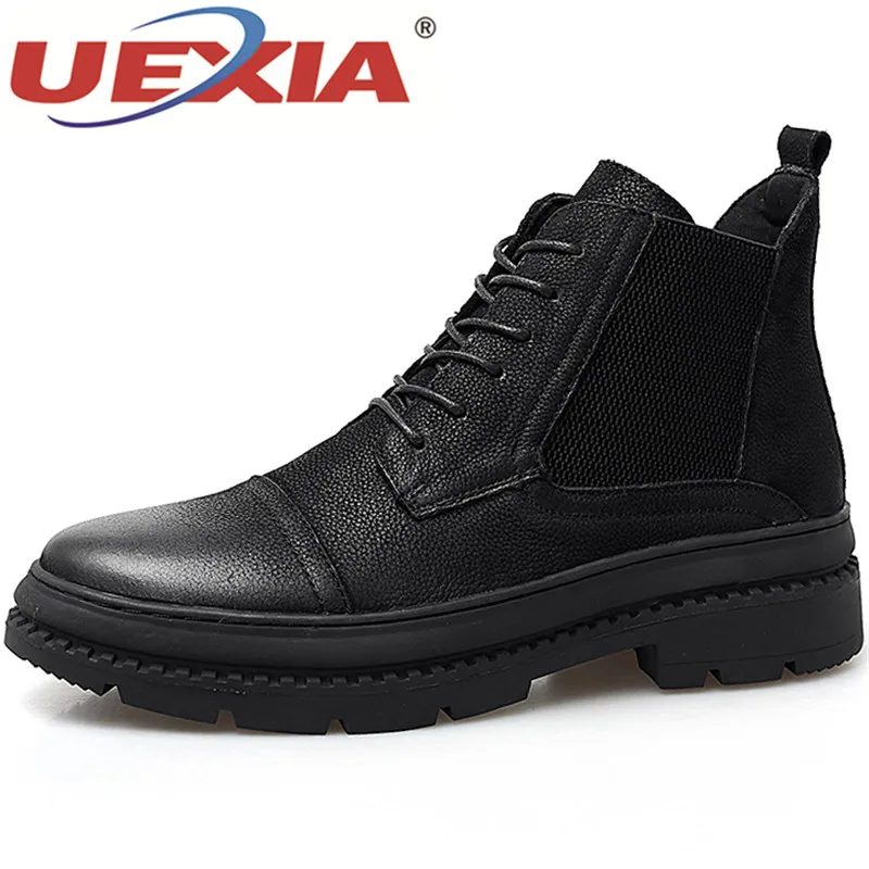 

UEXIA Autumn Winter Fashion High-top Military Ankle Boot Comfortable Sneakers Men Boots Shoes Combat Style Anti-skid Big Size