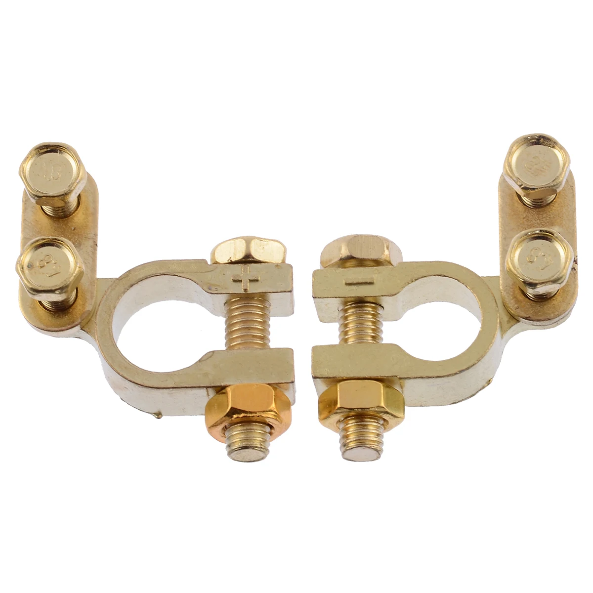 New Arrival 2Pcs 35mm Positive 34mm Negative Gold Plated Universal Car Battery Terminals Accessories