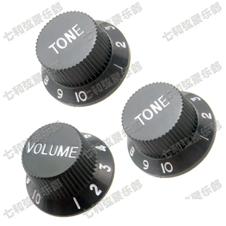A set 3 Pcs Black & White Guitar Speed Control Knobs for Electric Guitar (1 Volume and 2 Tone