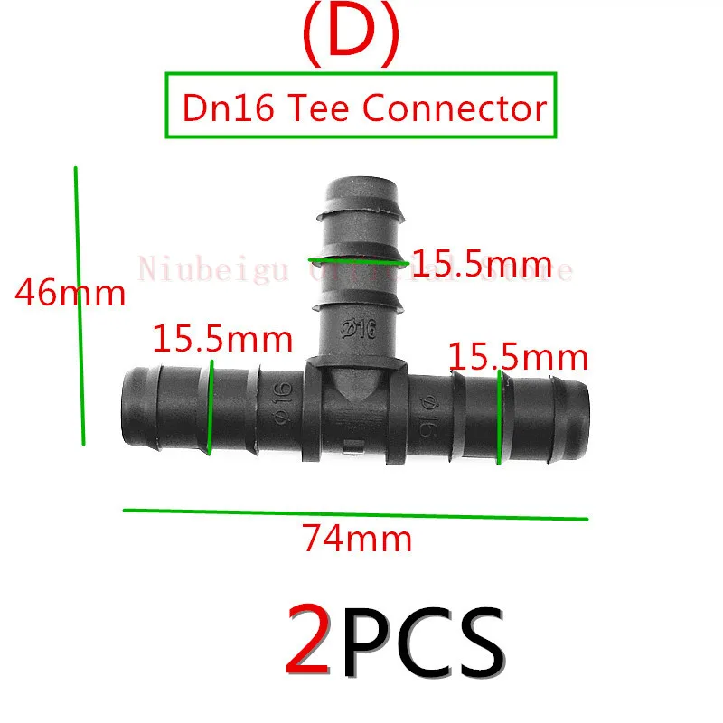 2 шт. Dn16 Dn20 Dn25 метрические фитинги для трубопровода LDPE Разъем для шланга локоть тройник конец штекер садовые аксессуары для полива капельные фитинги