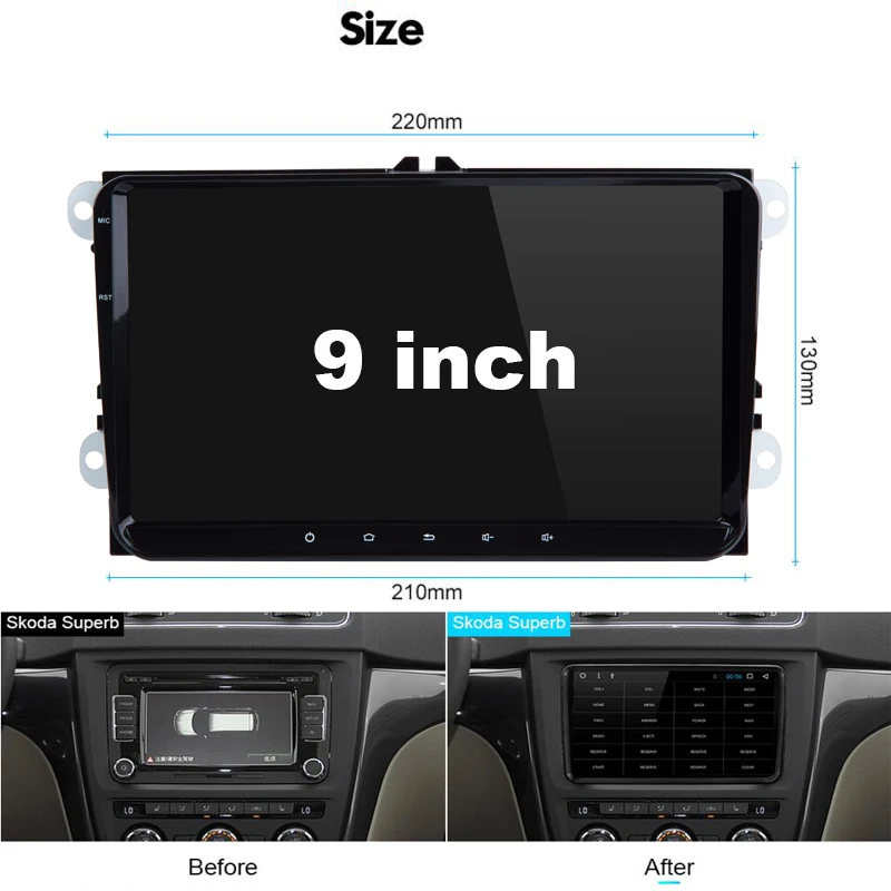 Best 2G+16G HD 2 din android 7.1 car dvd for vw passat b5 b6 golf 4 5 tiguan polo skoda octavia rapid car radio multimedia player 0