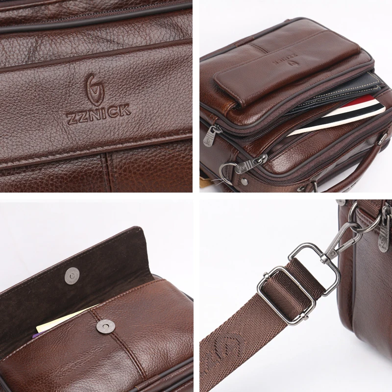 ZZNICK Genuine Leather Bag top-handle Men Bags Male Shoulder Crossbody Bags Messenger Small Flap Casual Handbags Men Leather Bag ZZNICK Genuine Leather Bag top-handle Men Bags Male Shoulder Crossbody Bags Messenger Small Flap Casual Handbags Men Leather Bag