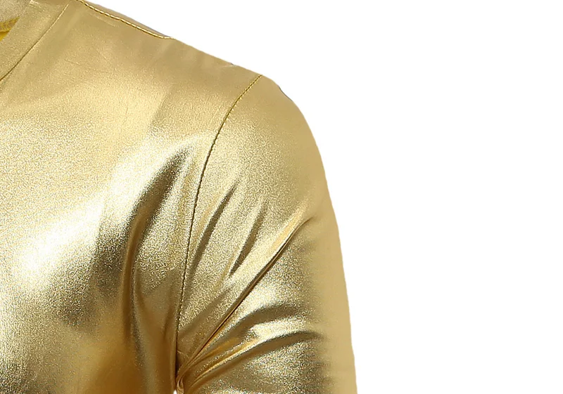Крутая металлическая футболка с золотым покрытием, Мужская футболка с длинным рукавом и круглым вырезом, Мужская футболка для ночного клуба, мужские футболки, блестящая золотая футболка в стиле хип-хоп, Homme