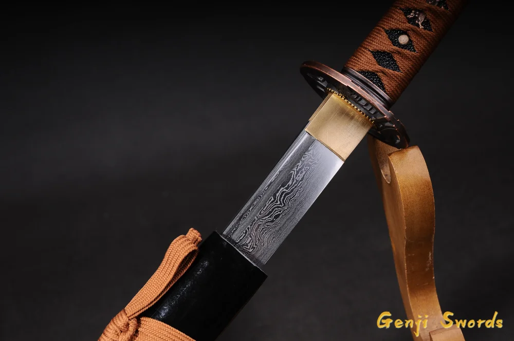 Японский меч самурая сплав красная бронза фитинг оболочка сложенная сталь настоящий острый меч катана край может отрезать бамбук