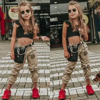 

2pcs Girl Clothing Newborn Toddler Infant Baby Girl Clothes Crop Tops T-shirt +Long Pants Outfits Set