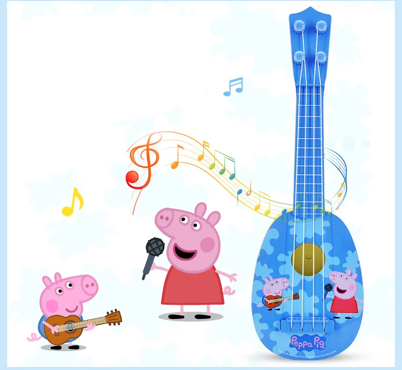 Оригинальная игрушка Peppa, Свинка Джордж, гитара, инструмент Peppa 44 см/17,", гитара для начинающих, Музыкальная развивающая игрушка, рождественские подарки для детей