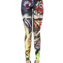 Женские модные 3D Леггинсы с цифровой печатью, леггинсы с мультяшным персонажем Марио, женские молочные винтажные леггинсы