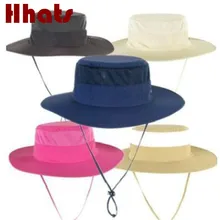 Которая в душе большая Панама с полями для женщин мужчин Твердые широкие полями рыбаков летняя шляпа с веревкой Пешие прогулки Рыбалка Панама Боб