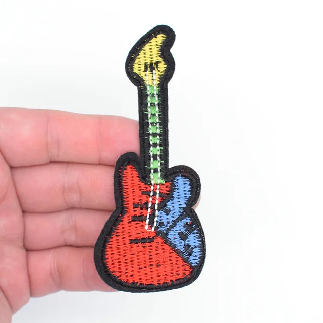 New Arrivals 2 Pcs Electric Guitar Patch Musician Patch Sewing Applique Badge Clothes Patches