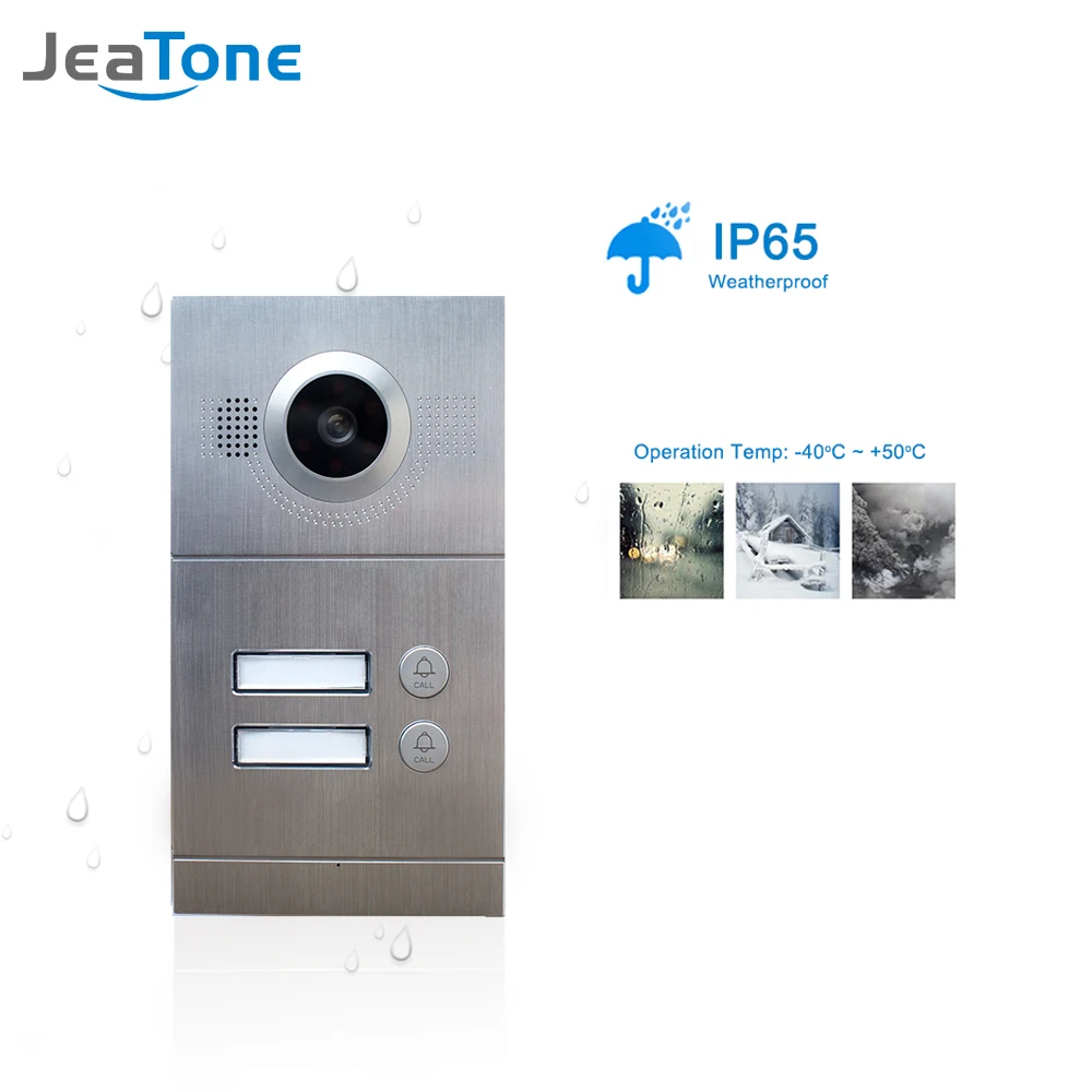 Jeatone 7" Multi Apartment Video Door Phone Video Intercom Doorbell System 1200 TVL Camera Touch Key for 2 Apartments