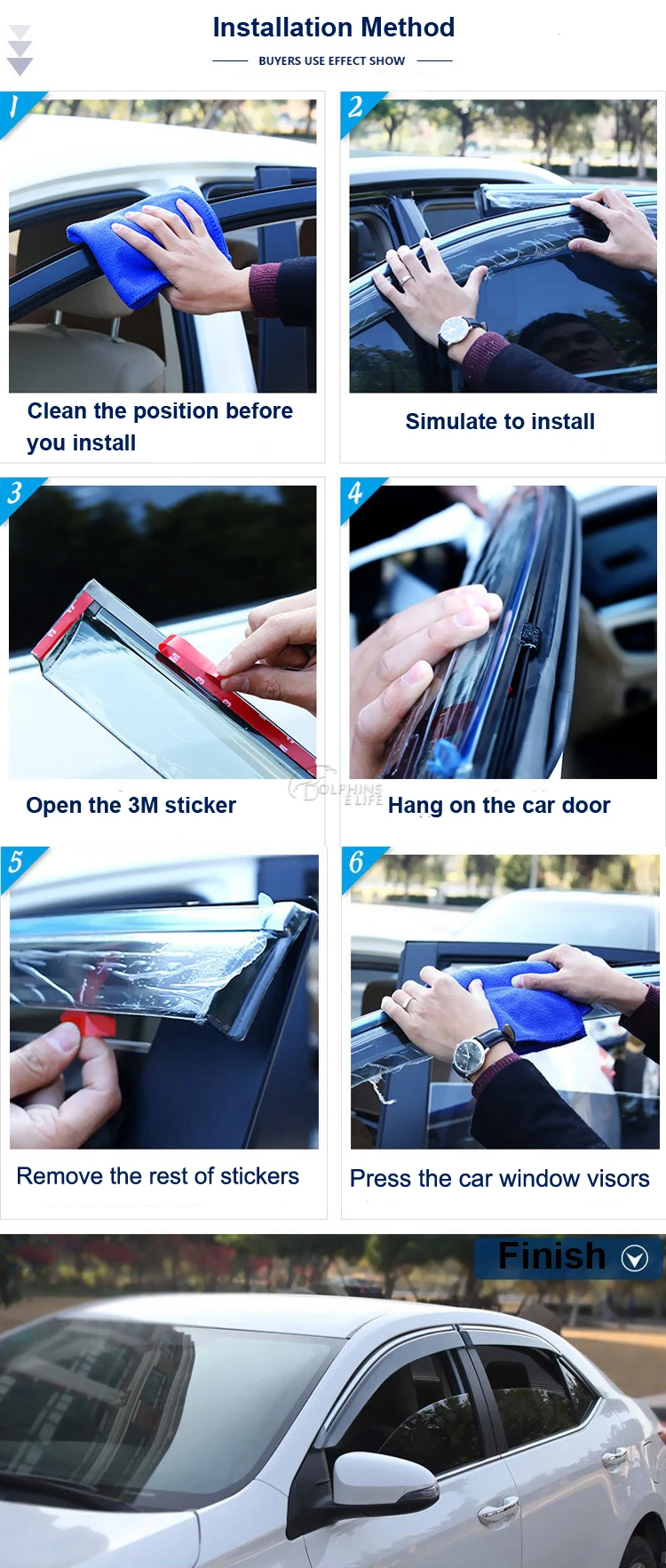 BINGWINS Windows visor car styling Awning Shelters Vent Rain Sun Shield Window Visors For KIA K2 RIO Sedan 2012- Covers